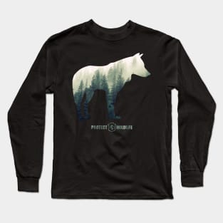 Protect Wildlife - Nature - Wolf Silhouette Long Sleeve T-Shirt